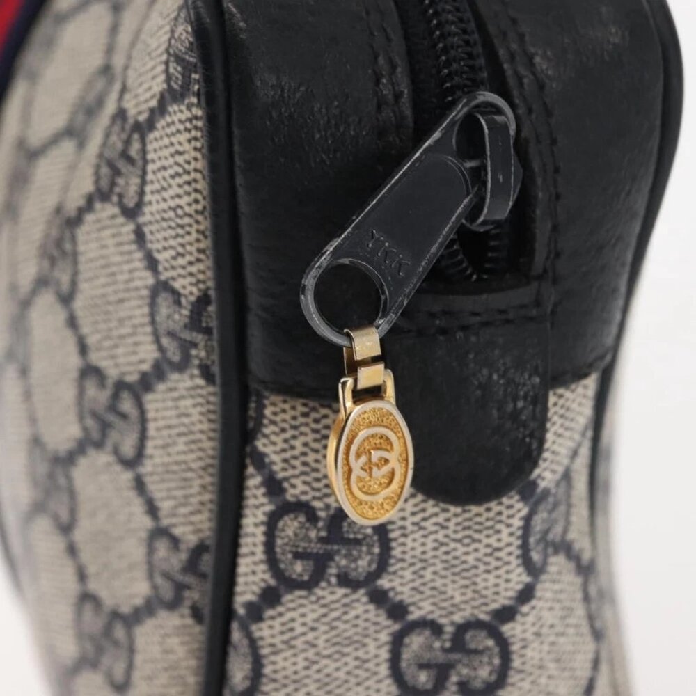 GUCCI GG Supreme Sherry Line Clutch Bag Red Navy - Picture 8 of 14